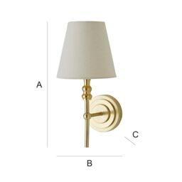 ValueLights Maggie Candlestick Wall Light with Linen Tapered Lamp Shade with Bulb in Gold - thumbnail 7