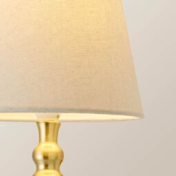 ValueLights Maggie Candlestick Wall Light with Linen Tapered Lamp Shade with Bulb in Gold - thumbnail 5