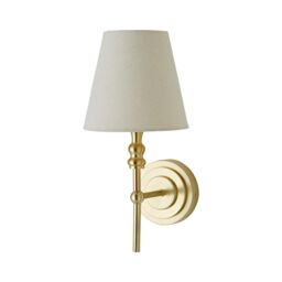 ValueLights Maggie Candlestick Wall Light with Linen Tapered Lamp Shade with Bulb in Gold - thumbnail 3