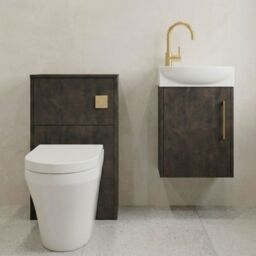 Balterley Cloakroom Suite Right Hand Vanity WC Toilet Tap Set 440mm, Slate Brass in Grey - thumbnail 8