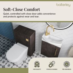 Balterley Cloakroom Suite Right Hand Vanity WC Toilet Tap Set 440mm, Slate Brass in Grey - thumbnail 4