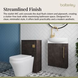 Balterley Cloakroom Suite Right Hand Vanity WC Toilet Tap Set 440mm, Slate Brass in Grey - thumbnail 3