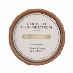French Connection Cedarwood & Citrus Scented Jar Candle with Woven Rattan - Luxury Gift in Beige - Size: Large - thumbnail 4