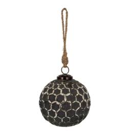 Lemon Pavilion Furniture and Decor Grey Metallic Collection Large Honey Combe Bauble - L10 x W10 x H10 cm in Silver - thumbnail 1