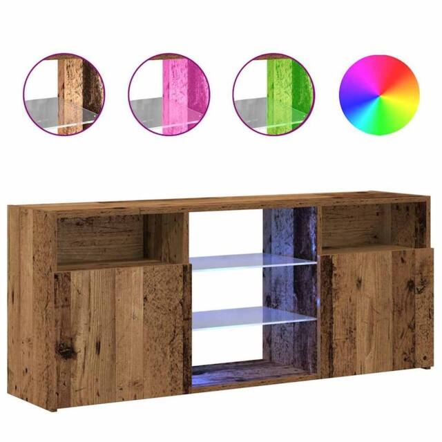 Berkfield Home TV Cabinet with LED Lights Old Wood 120x30x50 cm Engineered Wood in Brown - Size: 120 x 30 x 50 cm - image 1
