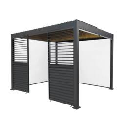 Monstershop Anthracite Aluminium Pergola With White Blinds, 2 x Side Panels & LED in Grey - thumbnail 1