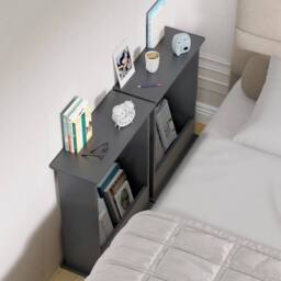 Havendro Grey Slim Side Table with Storage for Small Spaces - thumbnail 4
