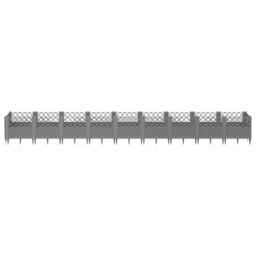 Berkfield Home Garden Planter with Pegs Light Grey 363.5x43.5x43.5 cm PP - thumbnail 3