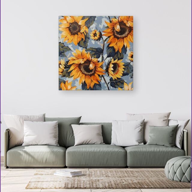 Warren Reed - Designer Sunflowers On A Sunny Day Canvas - Size: w40 inch x h40 inch - image 1