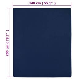 Berkfield Home Jersey Fitted Sheet Navy Blue 140x200 cm Cotton - thumbnail 4