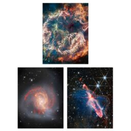 Artery8 Wall Art Print Pack of 3 NASA James Webb Images Clash of the Titans NGC 3256 Cassiopeia A Forming Stars Large Poster Set - thumbnail 1