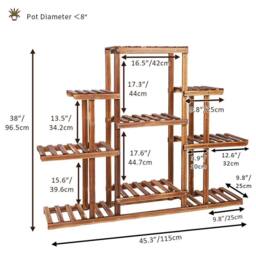 EONLION 9 Tier Flower Rack Wood Plant Shelf Stand in Brown - thumbnail 2