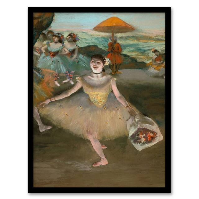 Artery8 Edgar Degas Framed Wall Art Print Dancer with Bouquet Bowing - Size: A4 - image 1