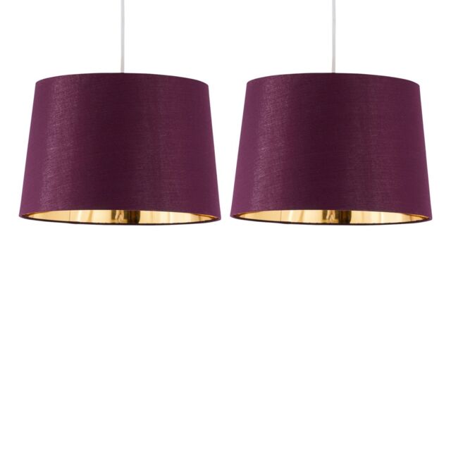 First Choice Lighting Set of 2 Zoey - Burgundy with Gold 28cm Pendant or Lamp Shades - image 1