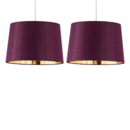 First Choice Lighting Set of 2 Zoey - Burgundy with Gold 28cm Pendant or Lamp Shades - thumbnail 1