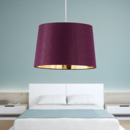 First Choice Lighting Set of 2 Zoey - Burgundy with Gold 28cm Pendant or Lamp Shades - thumbnail 5