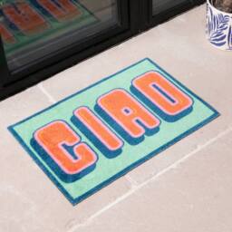 Artsy Mats Ciao Indoor Washable Doormat in Green - Size: 40 cm x 60 cm - thumbnail 1