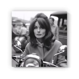 "Warren Reed - Designer 1960 Out On The Bike Canvas in Black - Size: W16"" x H16""" - thumbnail 2