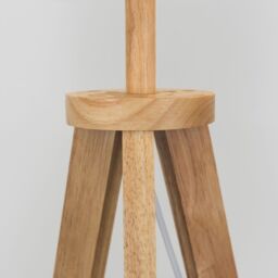 ValueLights Morrigan Natural Wood Tripod Floor Lamp & Fabric Drum Shade & Bulb in White - thumbnail 4