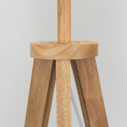 ValueLights Morrigan Natural Wood Tripod Floor Lamp & Fabric Drum Shade & Bulb in White - thumbnail 2