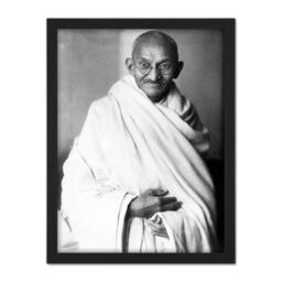 "Artery8 Wall Art Print Portrait Indian Political Activist Mohandas Gandhi Photo Large Framed Wall Décor Art in White - Size: W18"" x H24""" - thumbnail 1