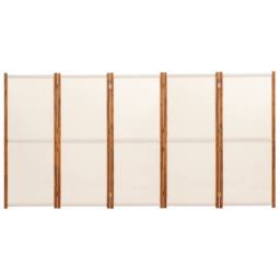 Berkfield Home 5-Panel Room Divider Cream White 350x180 cm in Beige - thumbnail 4