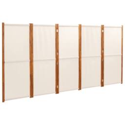 Berkfield Home 5-Panel Room Divider Cream White 350x180 cm in Beige - thumbnail 2