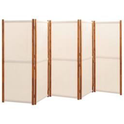 Berkfield Home 5-Panel Room Divider Cream White 350x180 cm in Beige - thumbnail 3