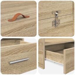 Berkfield Home Storage Bed Frame with Drawer with Headboard with Storage Sonoma oak 160 x 200 cm in Brown - thumbnail 9