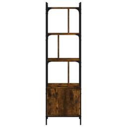 Berkfield Home Bookcase with Door Smoked Oak 44.5x30x154.5 cm Engineered Wood in Brown - thumbnail 4