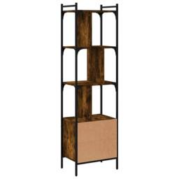 Berkfield Home Bookcase with Door Smoked Oak 44.5x30x154.5 cm Engineered Wood in Brown - thumbnail 6