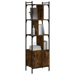 Berkfield Home Bookcase with Door Smoked Oak 44.5x30x154.5 cm Engineered Wood in Brown - thumbnail 3