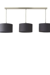 ValueLights Reni Fabric Drum Shade 3 Drop Bar Chrome Diner Ceiling Pendant Light in Charcoal - thumbnail 6