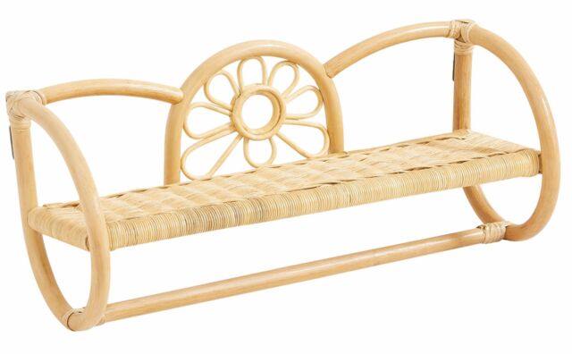 Nordlys Hanging Wall Storage Shelf in Natural Rattan in Brown - image 1