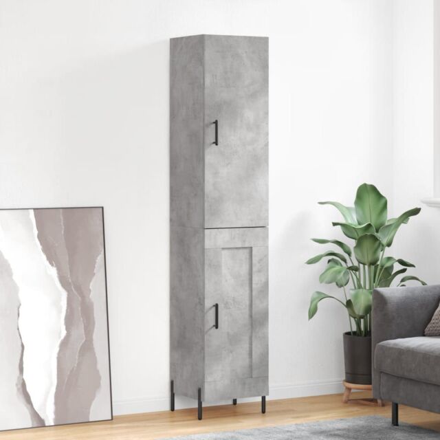 Berkfield Home Highboard Concrete Grey 34.5x34x180 cm Engineered Wood - image 1