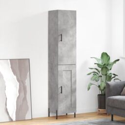 Berkfield Home Highboard Concrete Grey 34.5x34x180 cm Engineered Wood - thumbnail 1