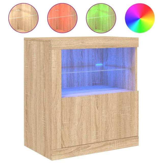 Berkfield Home Sideboard with LED Lights Sonoma Oak 60.5x37x67 cm in Light Brown - image 1
