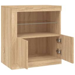 Berkfield Home Sideboard with LED Lights Sonoma Oak 60.5x37x67 cm in Light Brown - thumbnail 7
