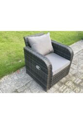 Fimous Rattan Outdoor Lifting Adjustable Dining Or Coffee Table Sets Love Sofa Reclining Chairs in Dark Grey - thumbnail 6