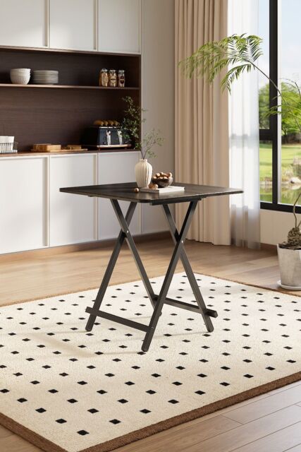 Living and Home Black Folding Wooden Table for Indoor Outdoor Champing - image 1