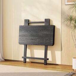 Living and Home Black Folding Wooden Table for Indoor Outdoor Champing - thumbnail 4
