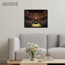 "Artery8 Banksy Devolved Parliament Chimps Framed Canvas Wall Art Print in Brown - Size: W12"" x H16""" - thumbnail 3