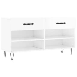 Berkfield Home Shoe Bench High Gloss White 102x35x55 cm Engineered Wood - Size: 102 x 35 x 55 cm - thumbnail 1