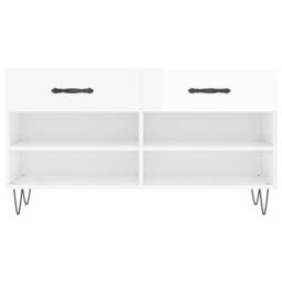Berkfield Home Shoe Bench High Gloss White 102x35x55 cm Engineered Wood - Size: 102 x 35 x 55 cm - thumbnail 6