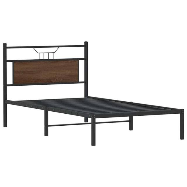 Berkfield Home Decorative Bed Frame without Mattress Brown Oak 107x203 cm Engine - image 1