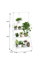 Living and Home 3-Tier Foldable Wooden Ladder Shelf with Hanging Rod in White - thumbnail 2