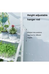 Living and Home 3-Tier Foldable Wooden Ladder Shelf with Hanging Rod in White - thumbnail 3
