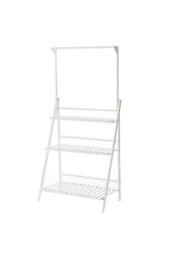 Living and Home 3-Tier Foldable Wooden Ladder Shelf with Hanging Rod in White - thumbnail 6