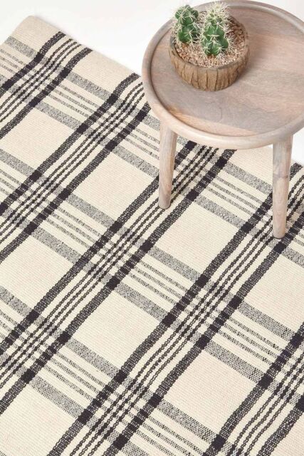 Homescapes Logan Tartan Check Non-Slip 100% Wool Hall Runner, 66 x 200 cm in Natural White - Size: 66 cm x 200 cm - image 1