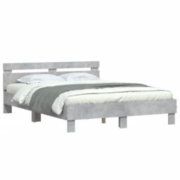 Berkfield Home Bed Frame with LED without Mattress Concrete Grey 150x200 cm King Size - thumbnail 5